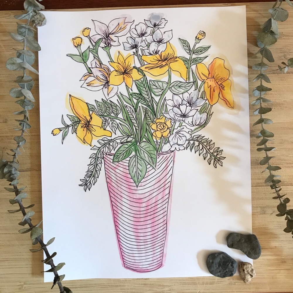 Floral Vase Print home wall art